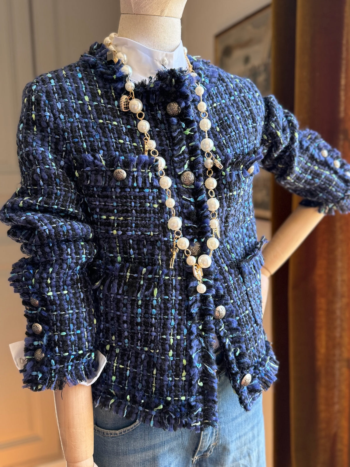 Blue bouclé jacket