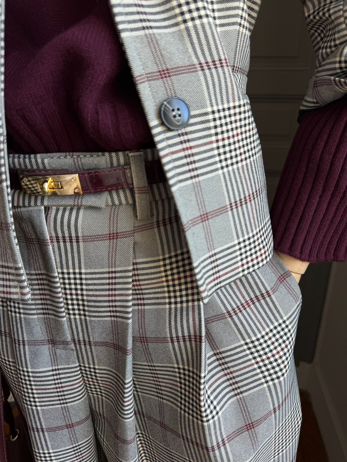Prince of Wales check suit trousers