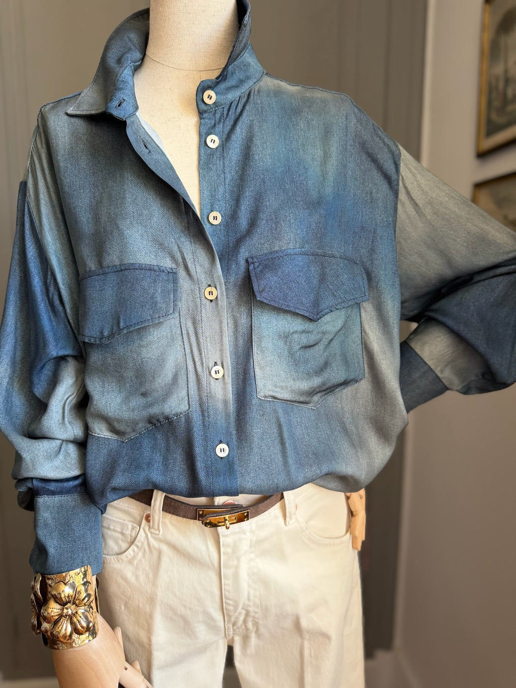 Camicia stampa denim