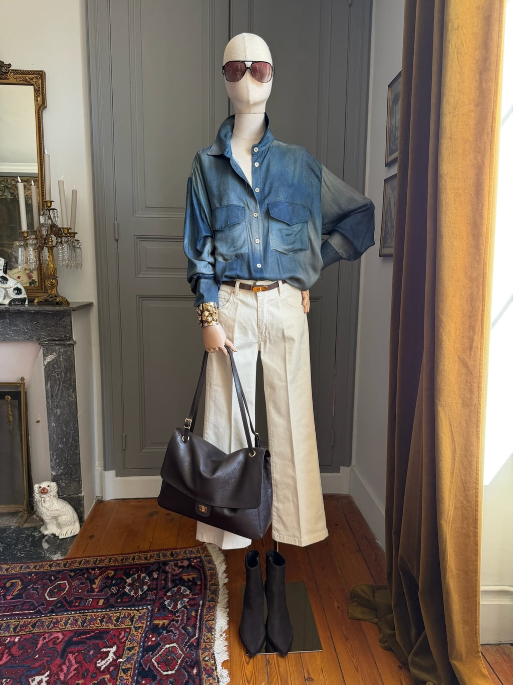 Camicia stampa denim