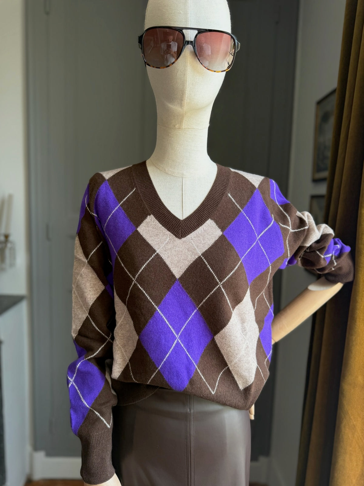Pull V rombi moro-viola