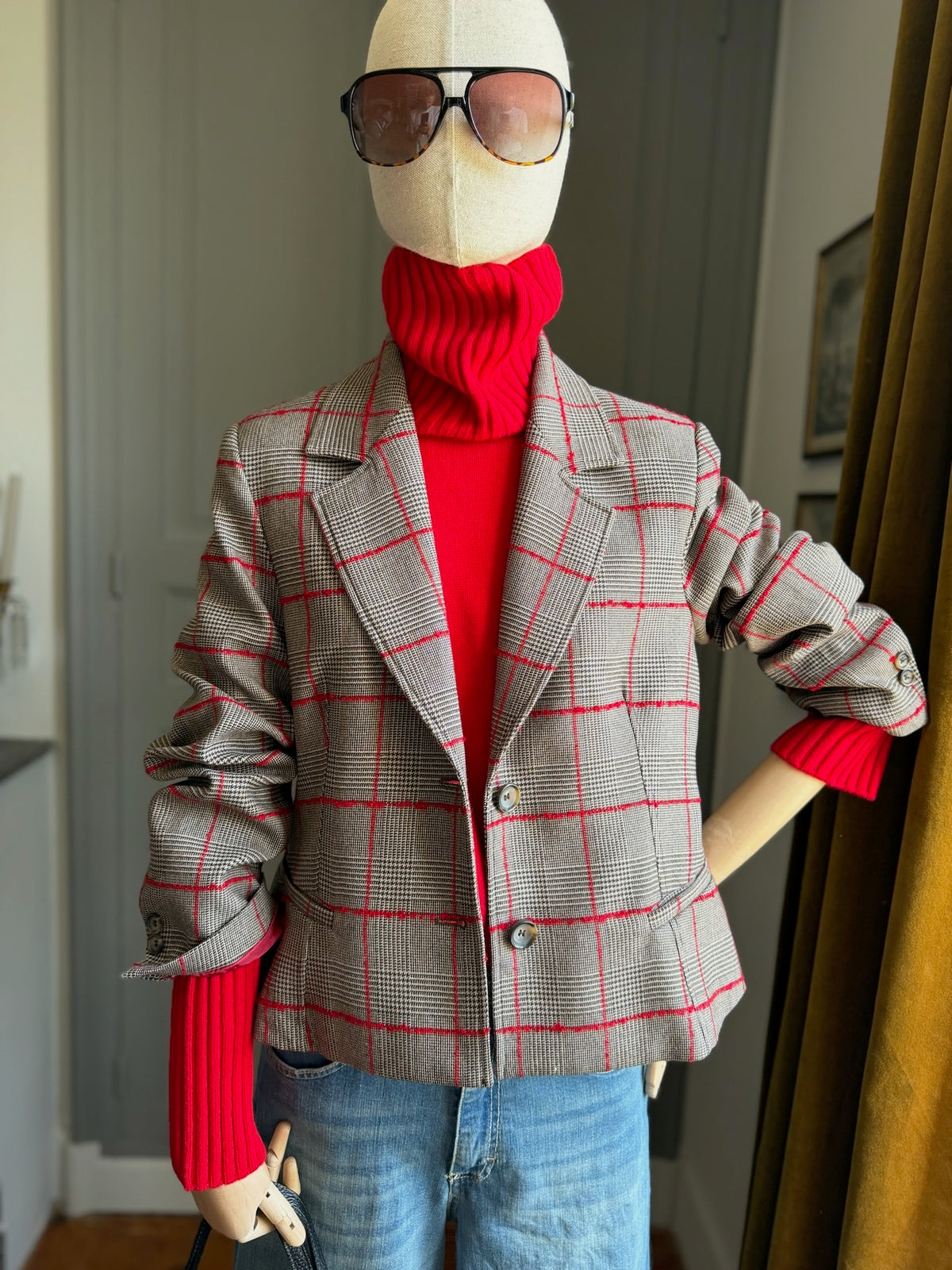 Giacca check rosso