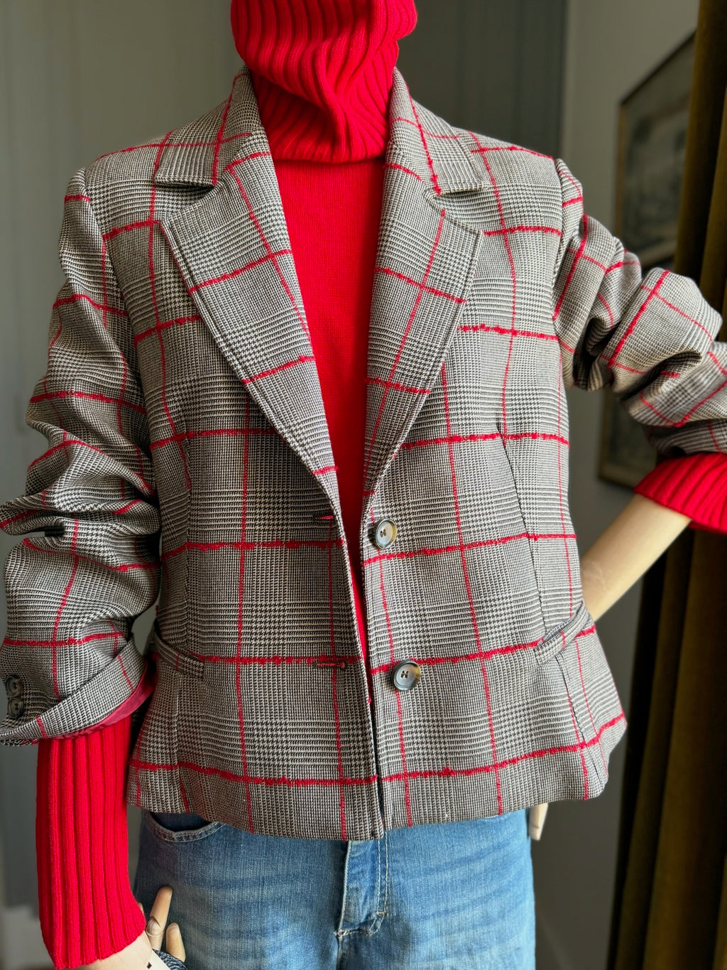 Giacca check rosso