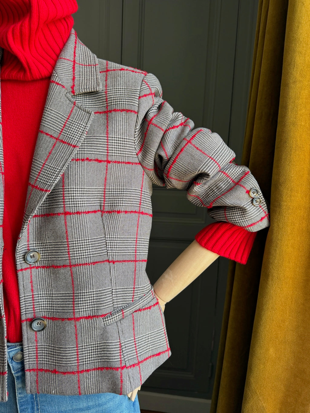 Giacca check rosso