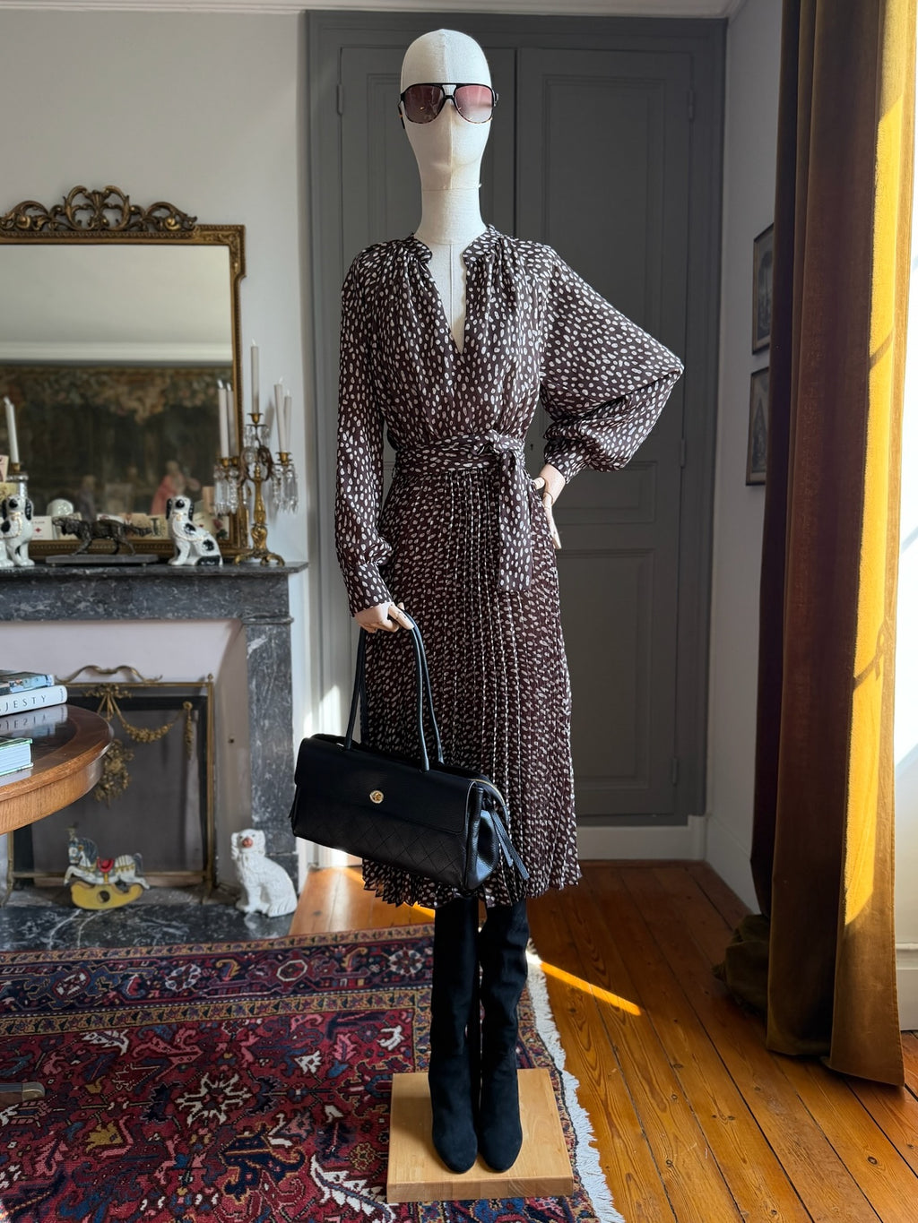 Pleated dark dress