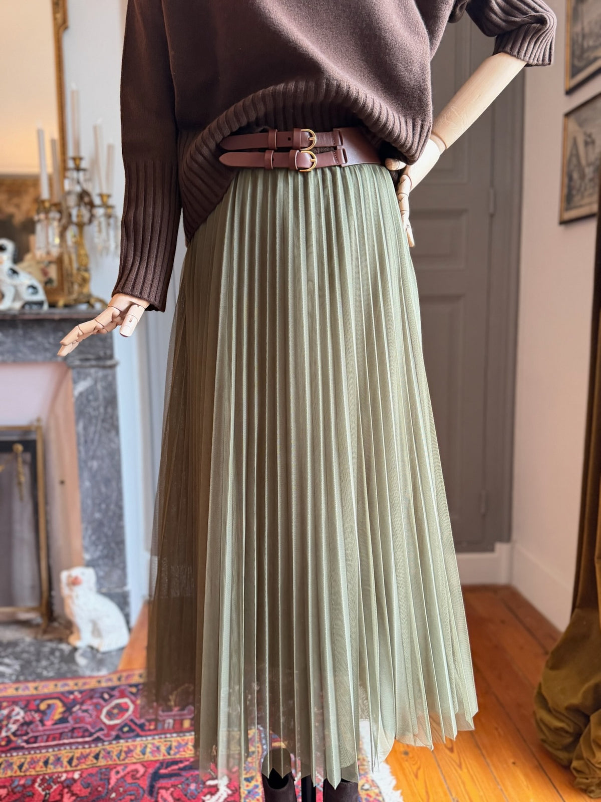 Gonna tulle plisset verde