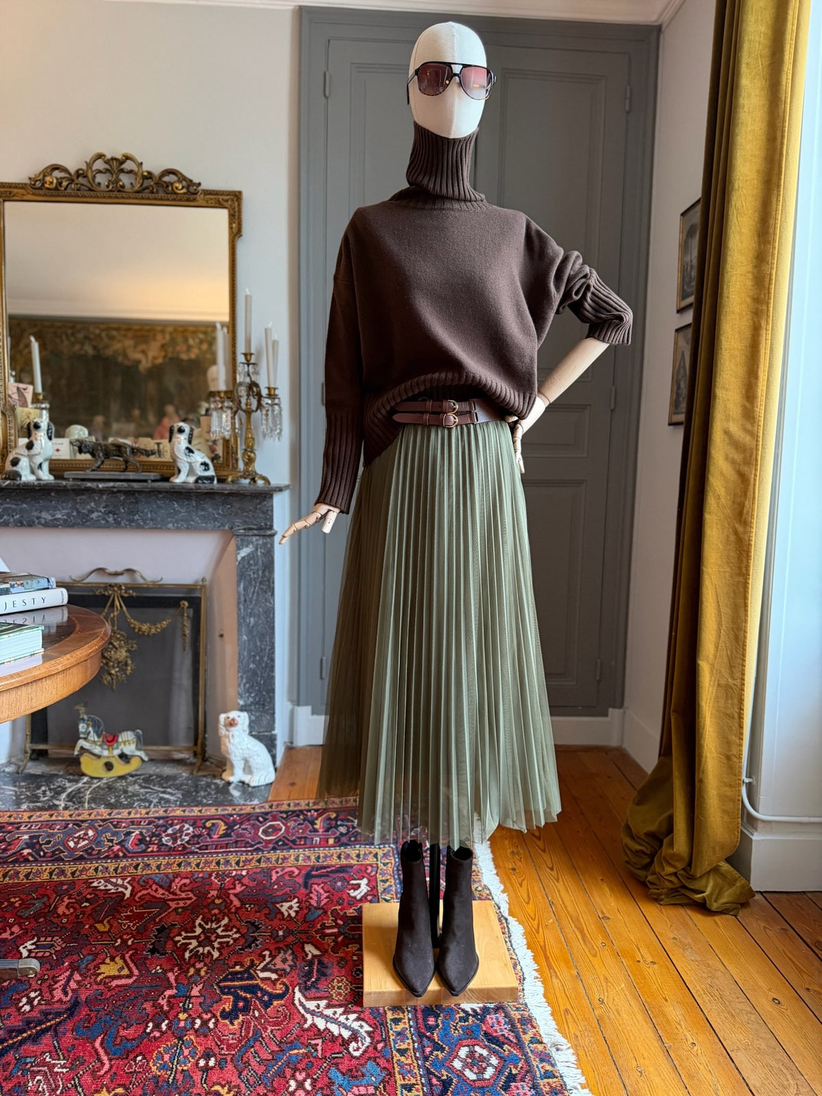 Gonna tulle plisset verde