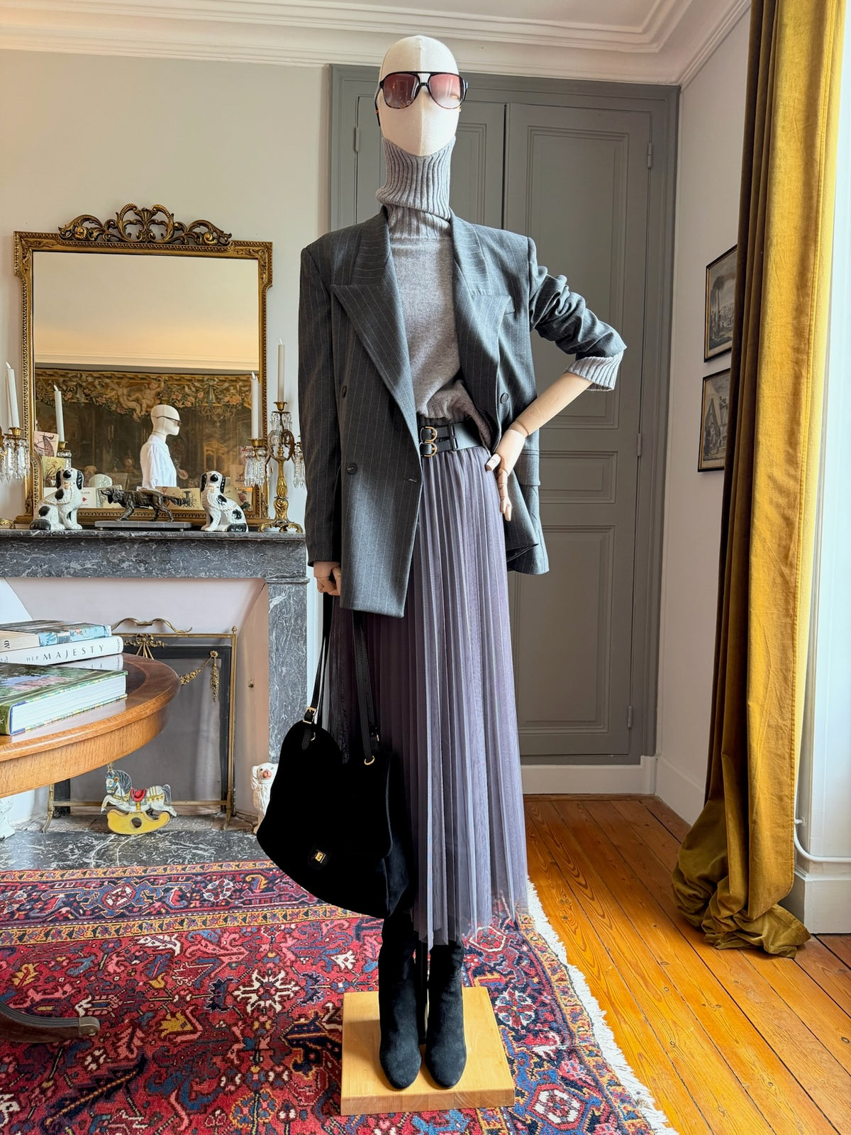 Gonna tulle plisset grigia