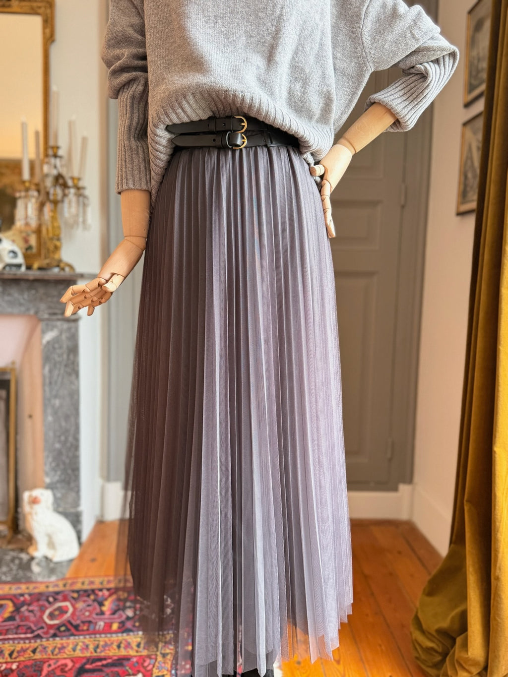 Gonna tulle plisset grigia