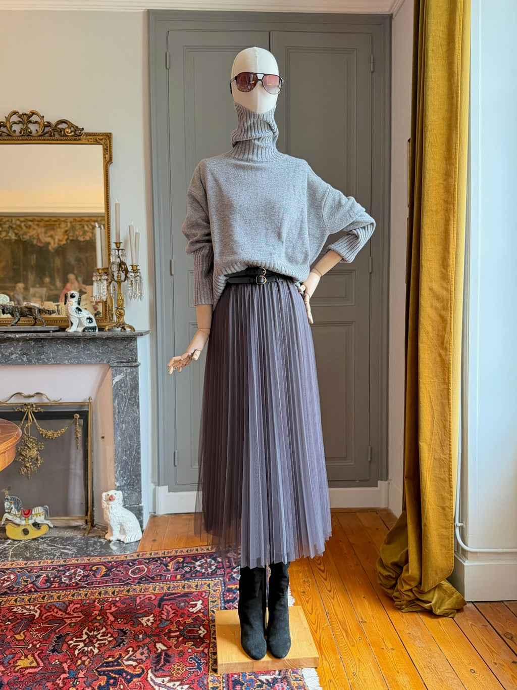 Gonna tulle plisset grigia