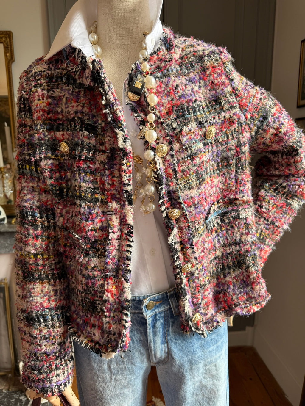 Giacchina bouclé multicolor