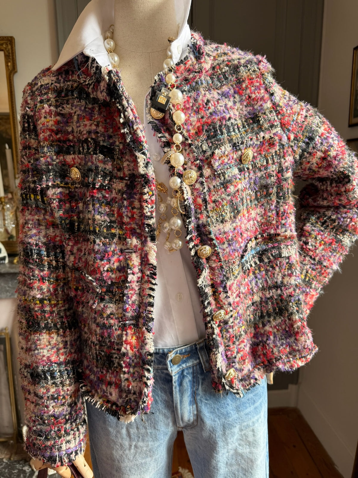 Giacchina bouclé multicolor
