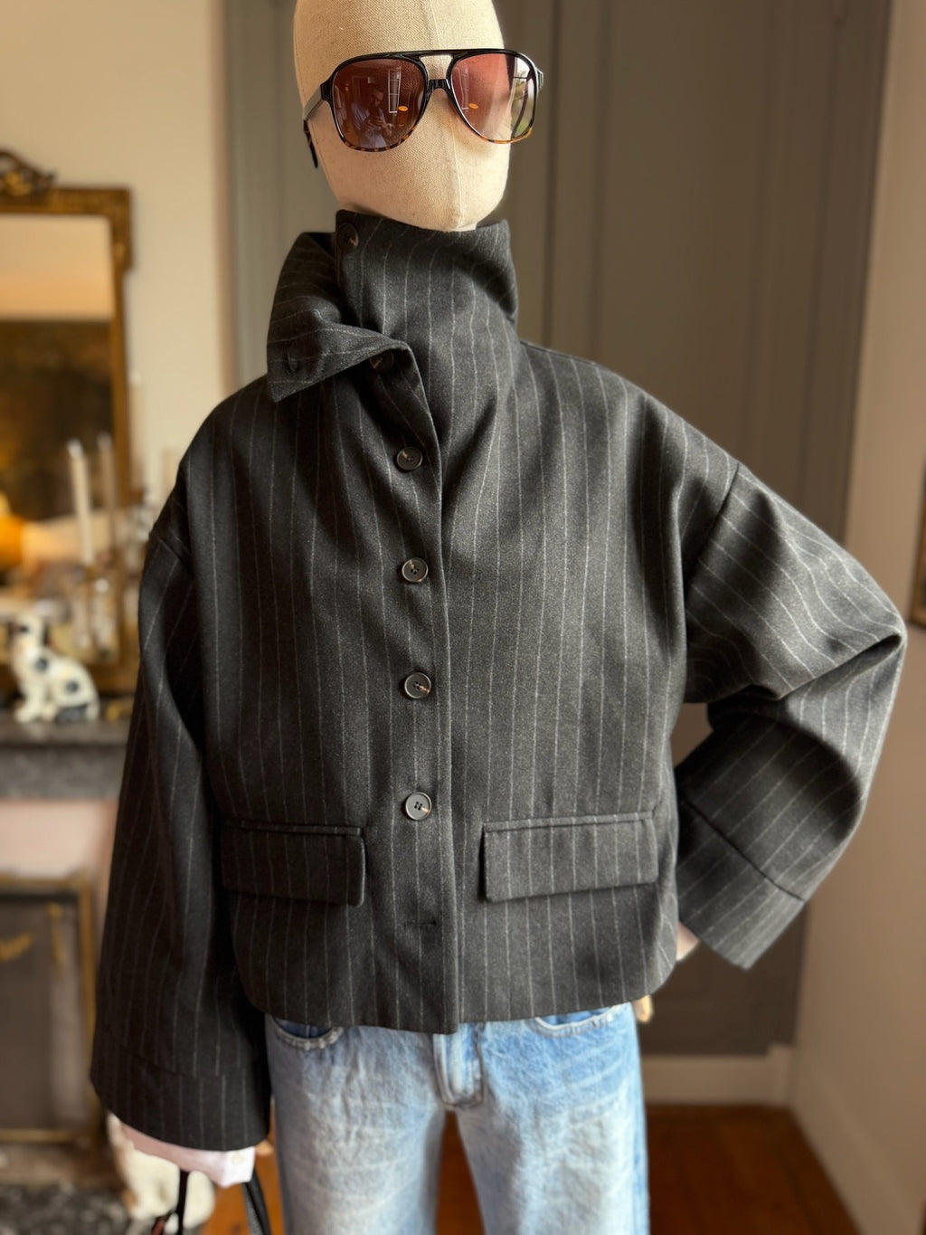 Bomber gessato grigio