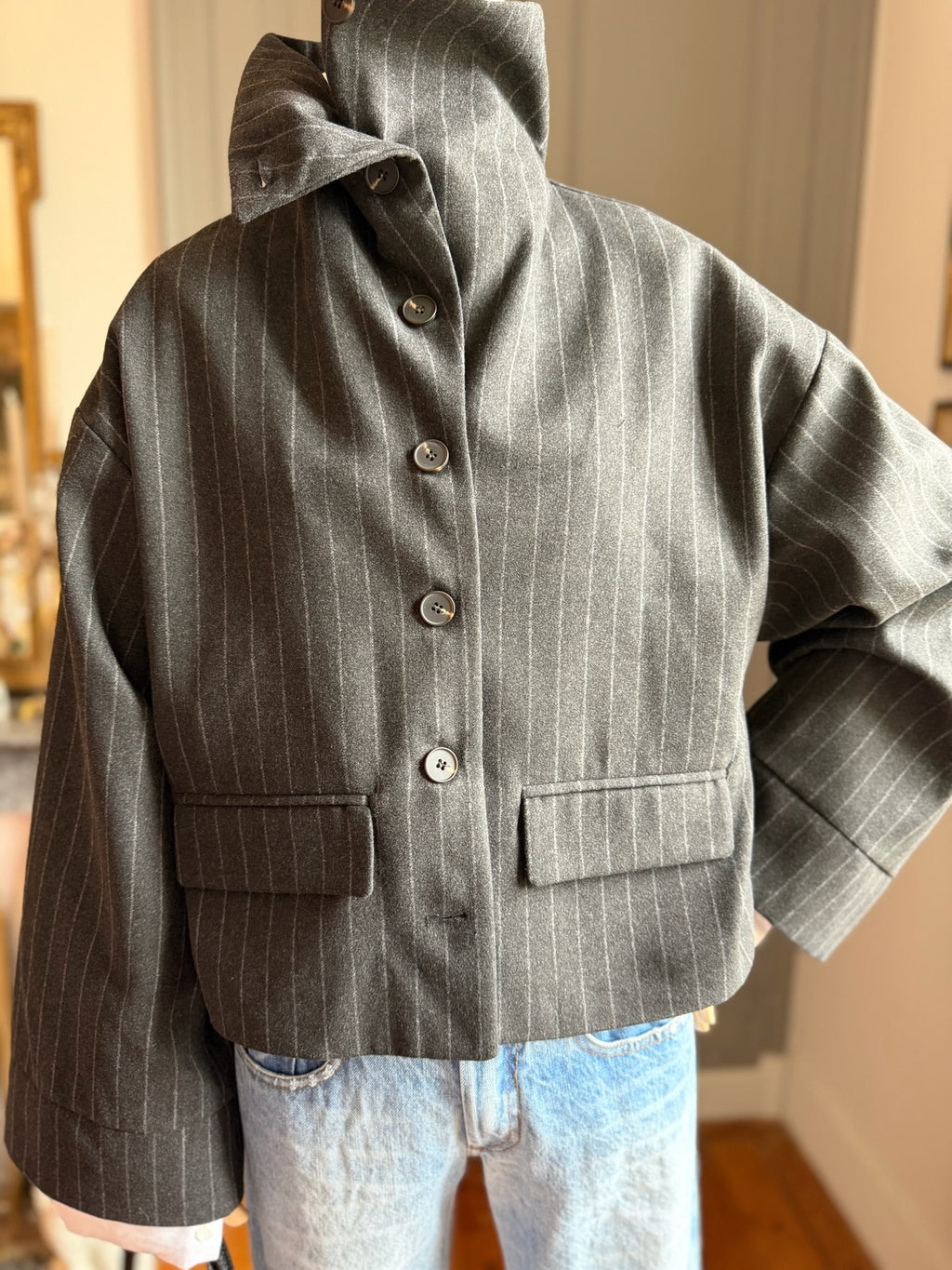 Bomber gessato grigio