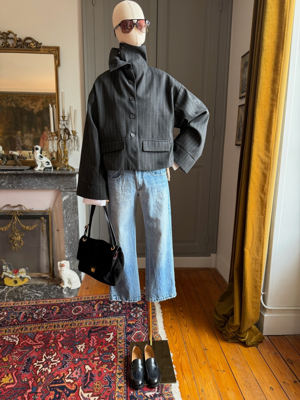 Bomber gessato grigio
