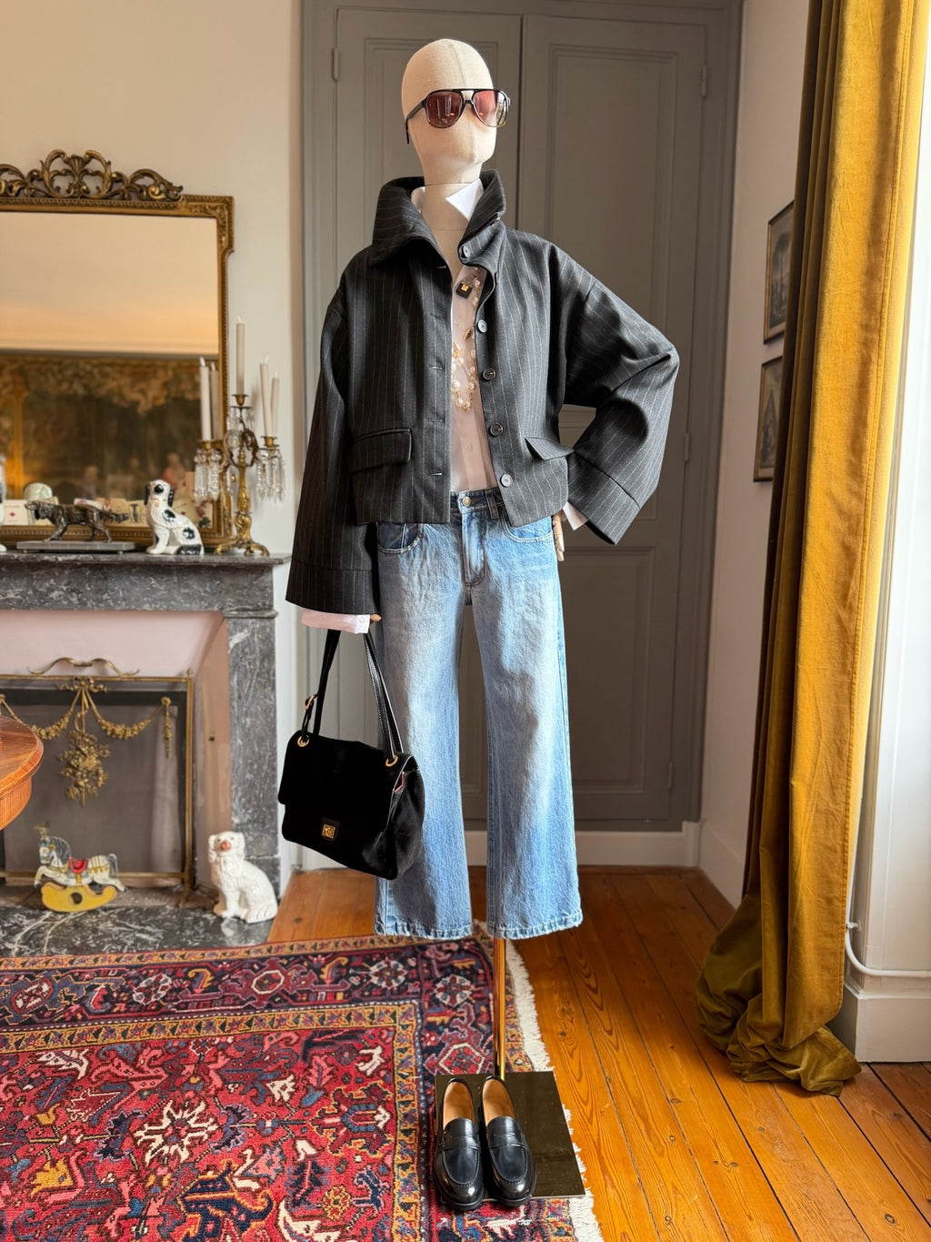 Bomber gessato grigio