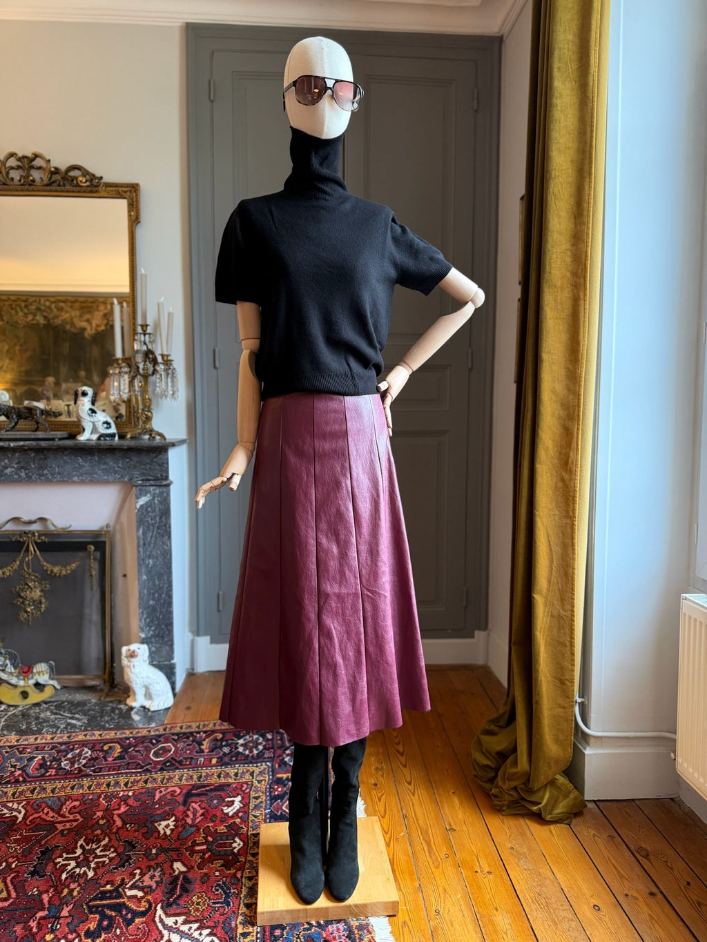 Longuette ecopelle bordeaux