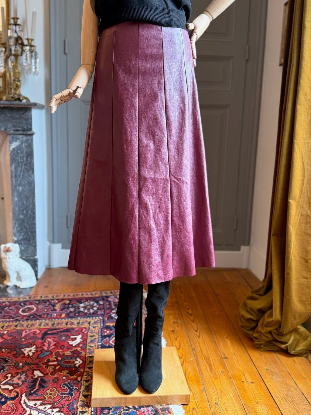Longuette ecopelle bordeaux