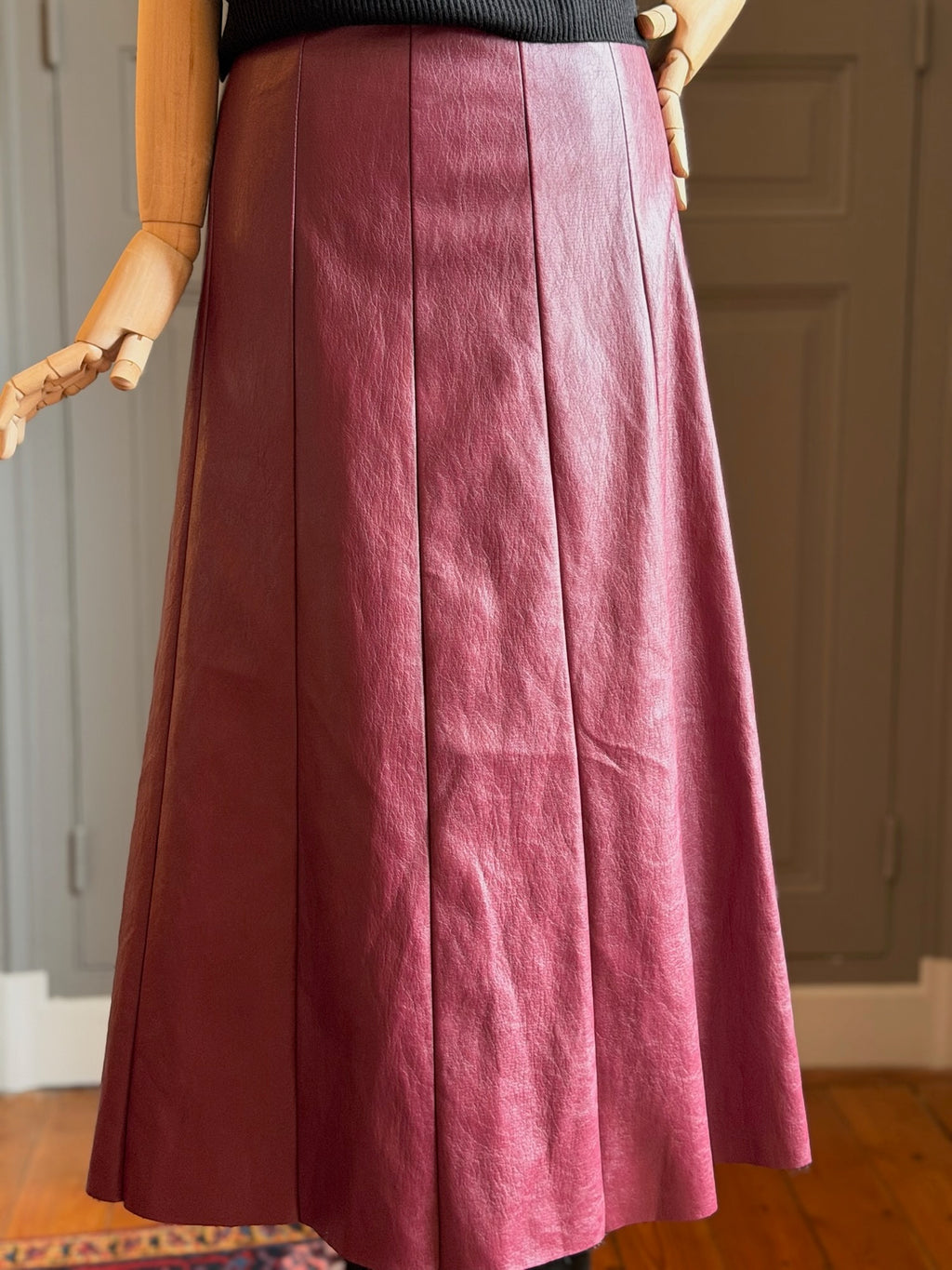 Longuette ecopelle bordeaux