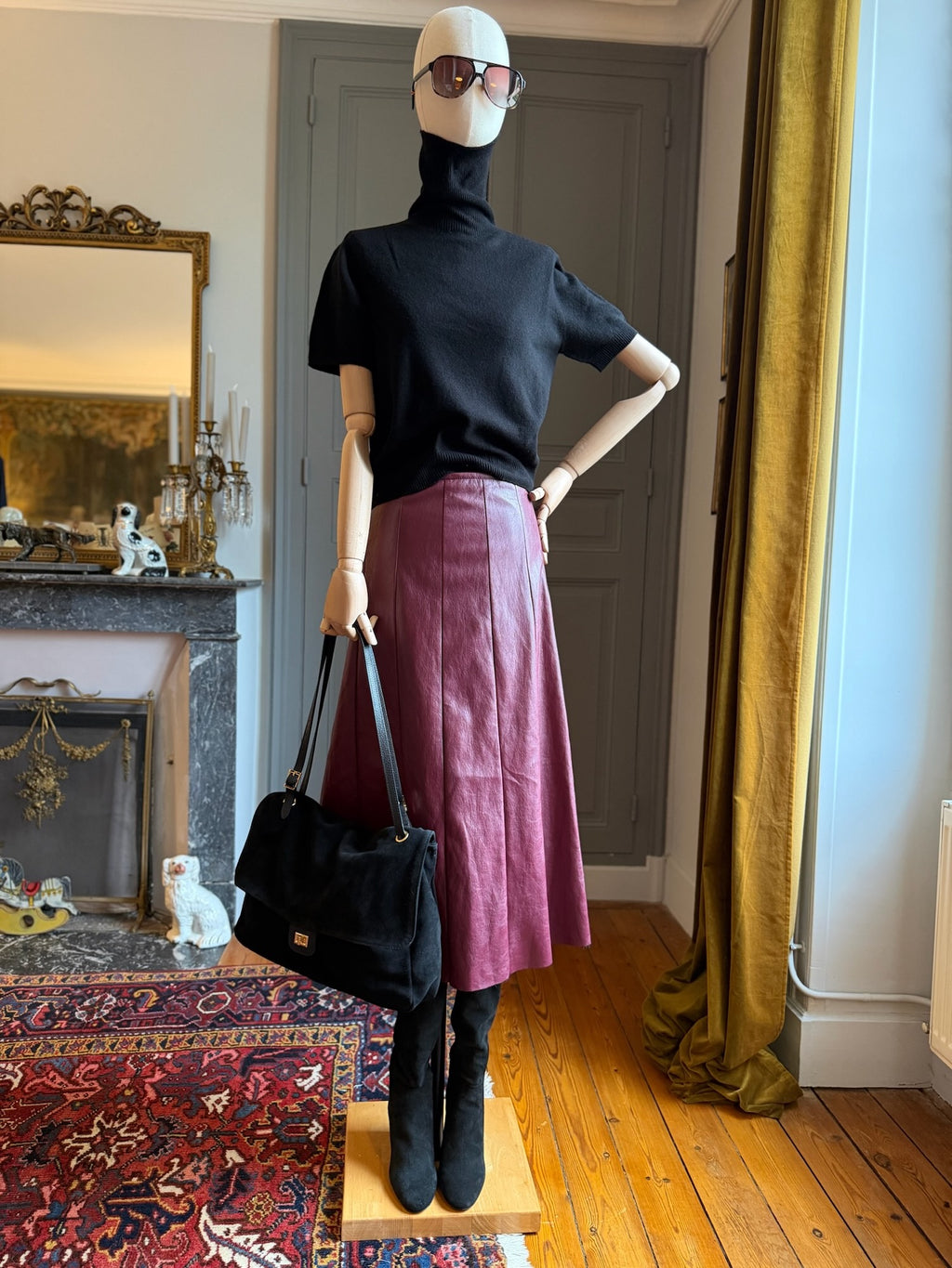 Longuette ecopelle bordeaux