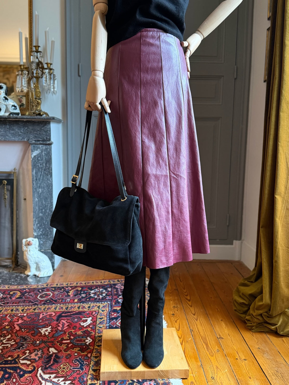 Longuette ecopelle bordeaux