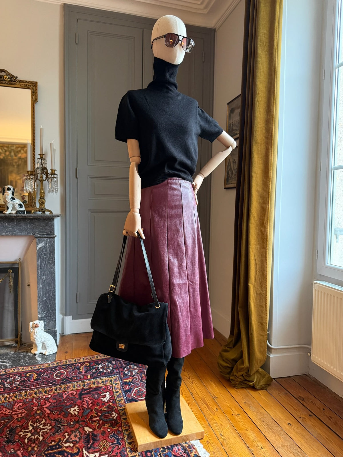 Longuette ecopelle bordeaux
