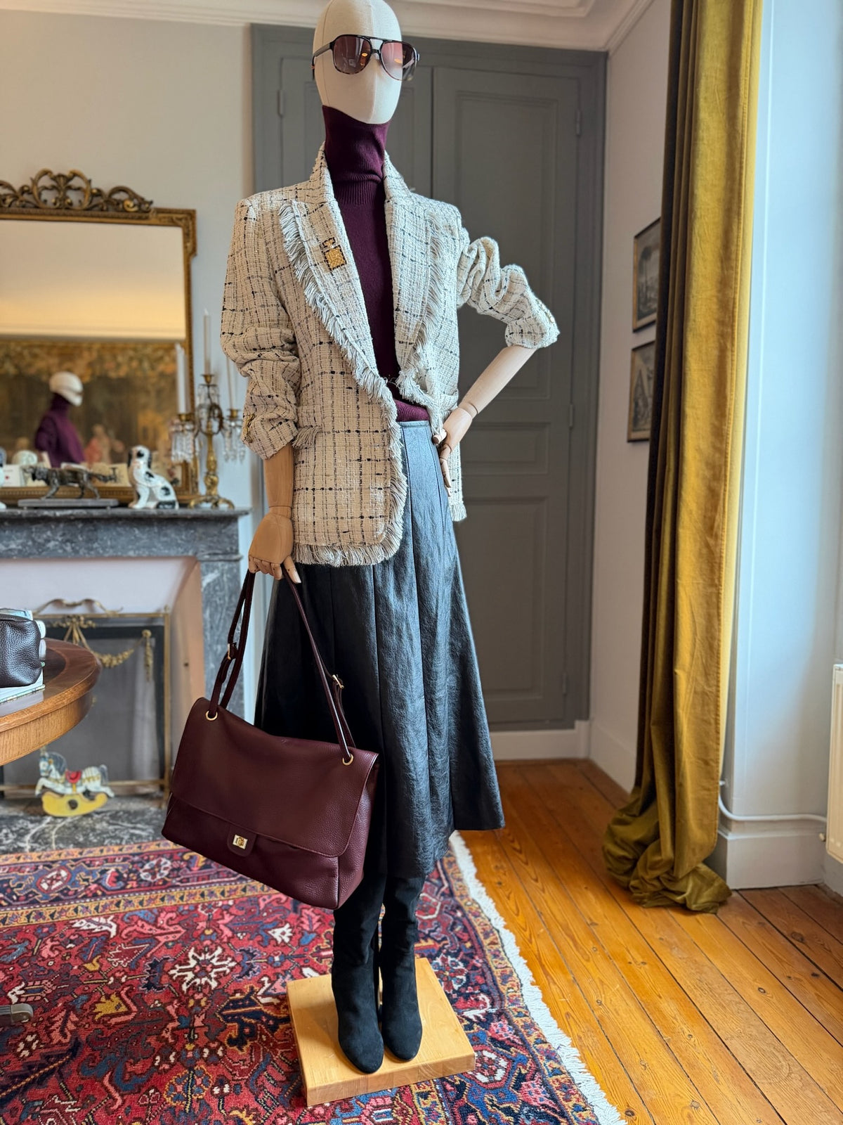 Longuette ecopelle nera