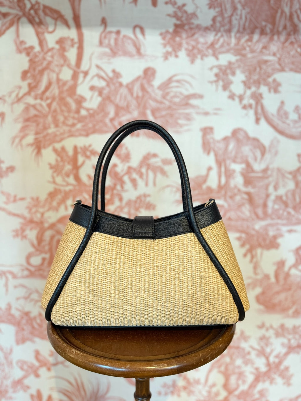 Borsa bauletto raffia nero
