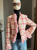 Giacca bouclé check rosso