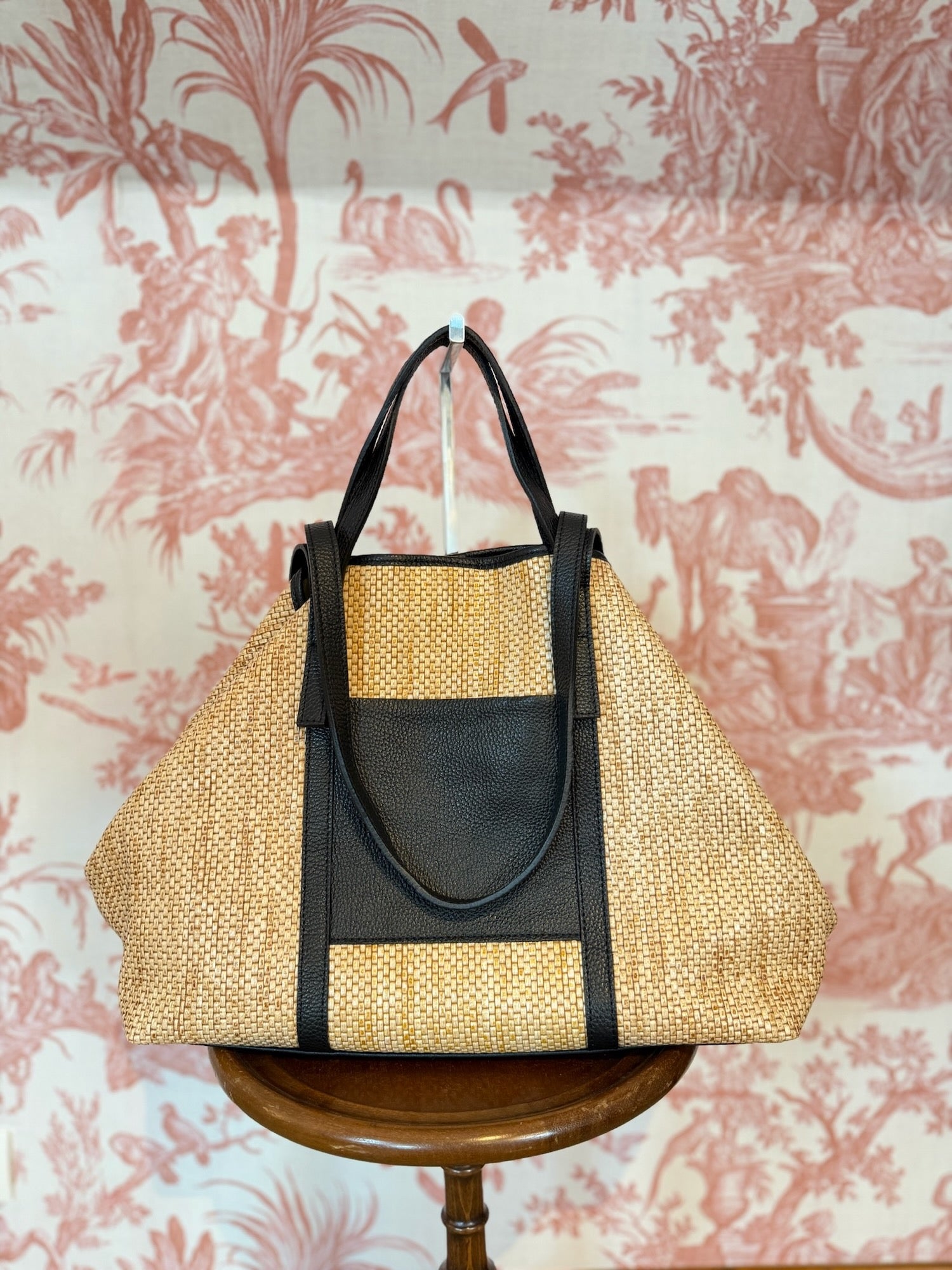 Shopping bag raffia nera