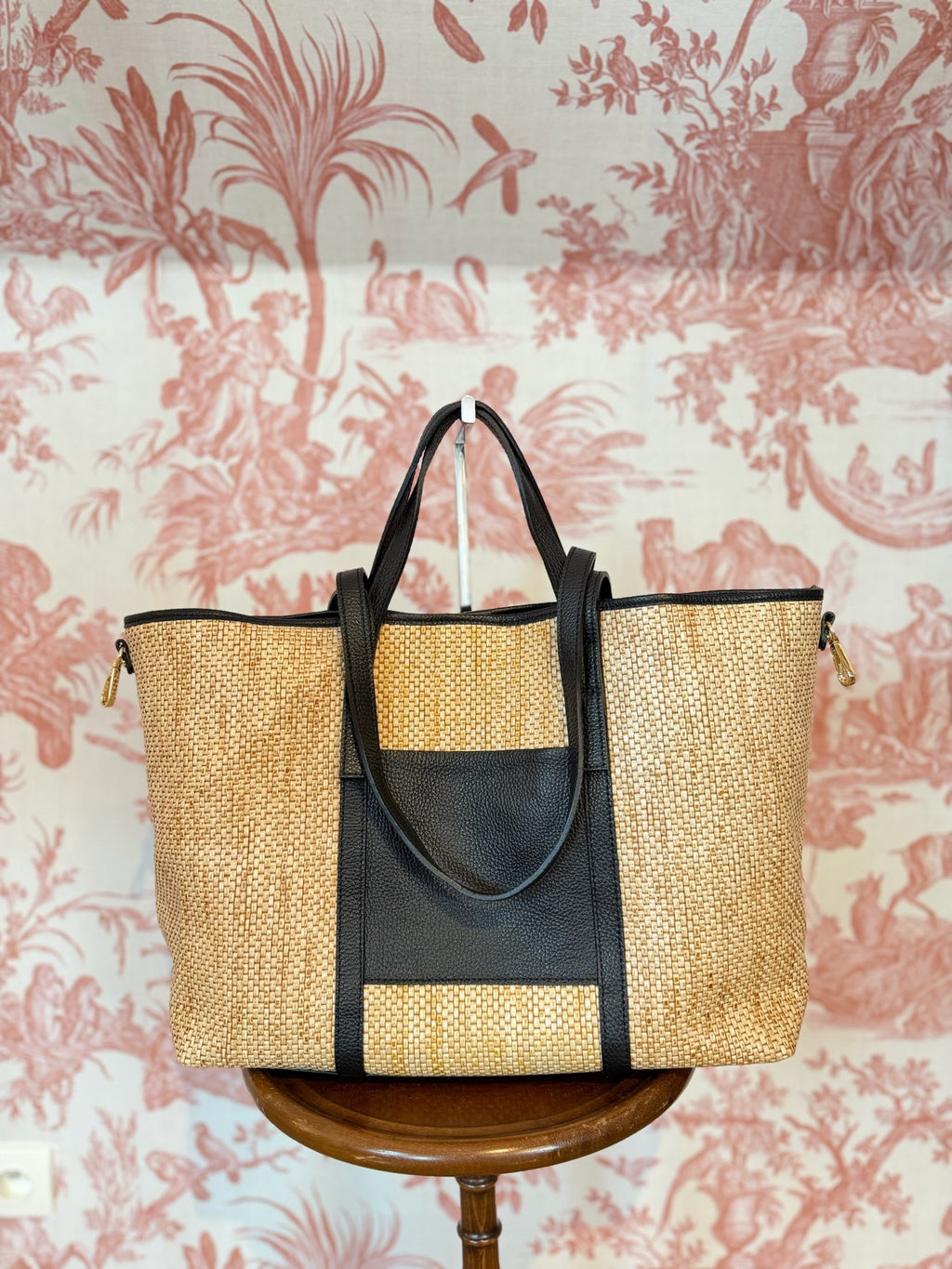 Shopping bag raffia nera