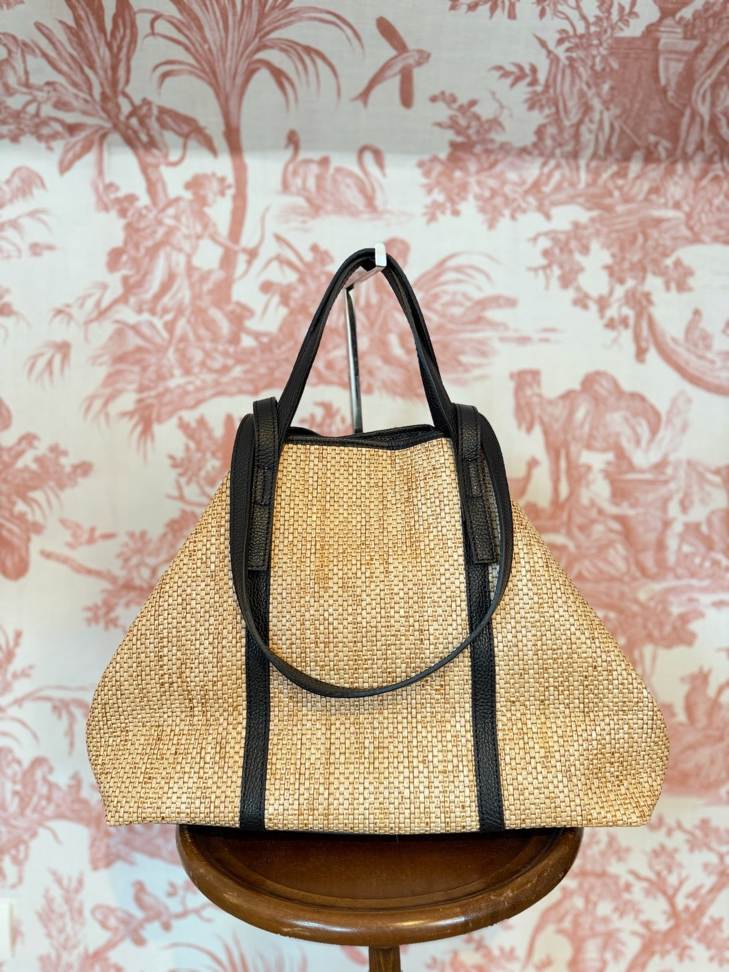 Shopping bag raffia nera