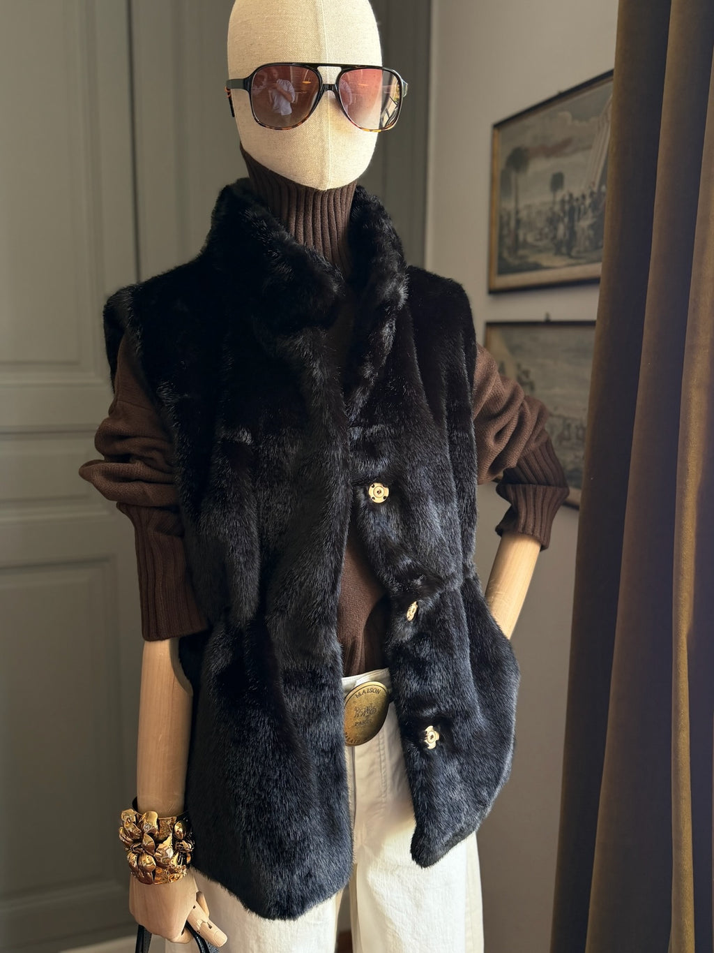 Gilet visone ecologico nero