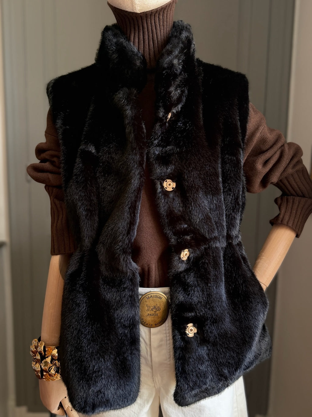 Gilet visone ecologico nero