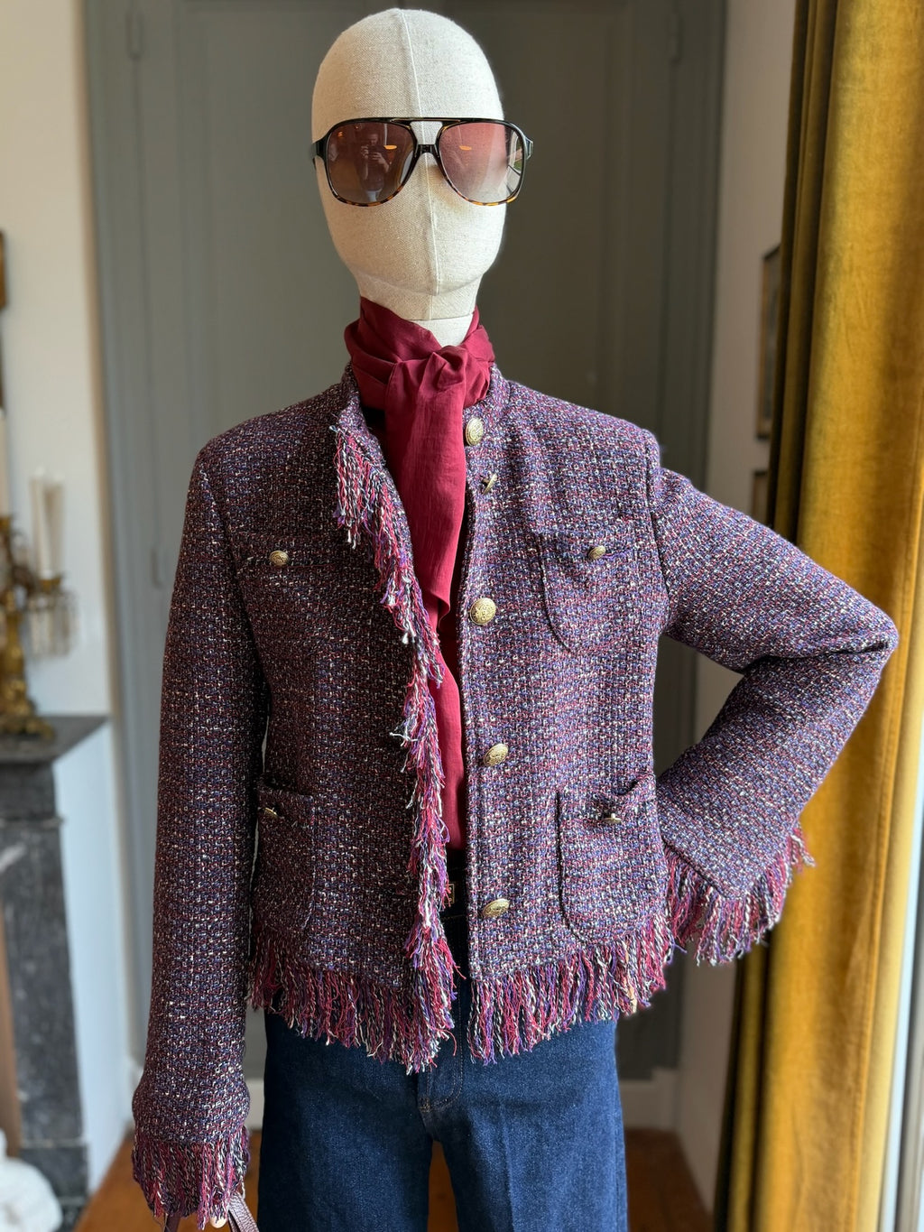 Giacchina bouclé bordeaux