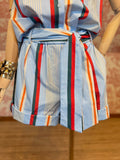 Shorts righe azzurre e rosse