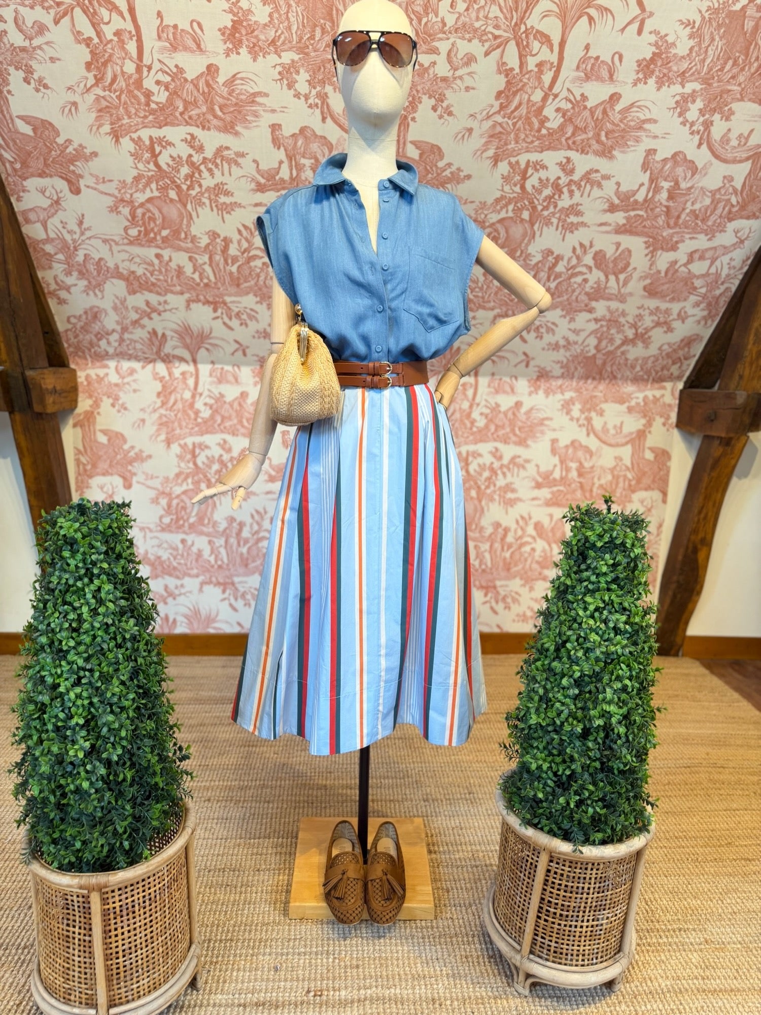 Blue striped skirt