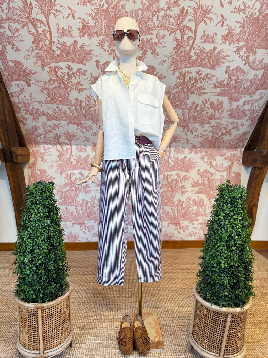 Pantalone a righe bordeaux