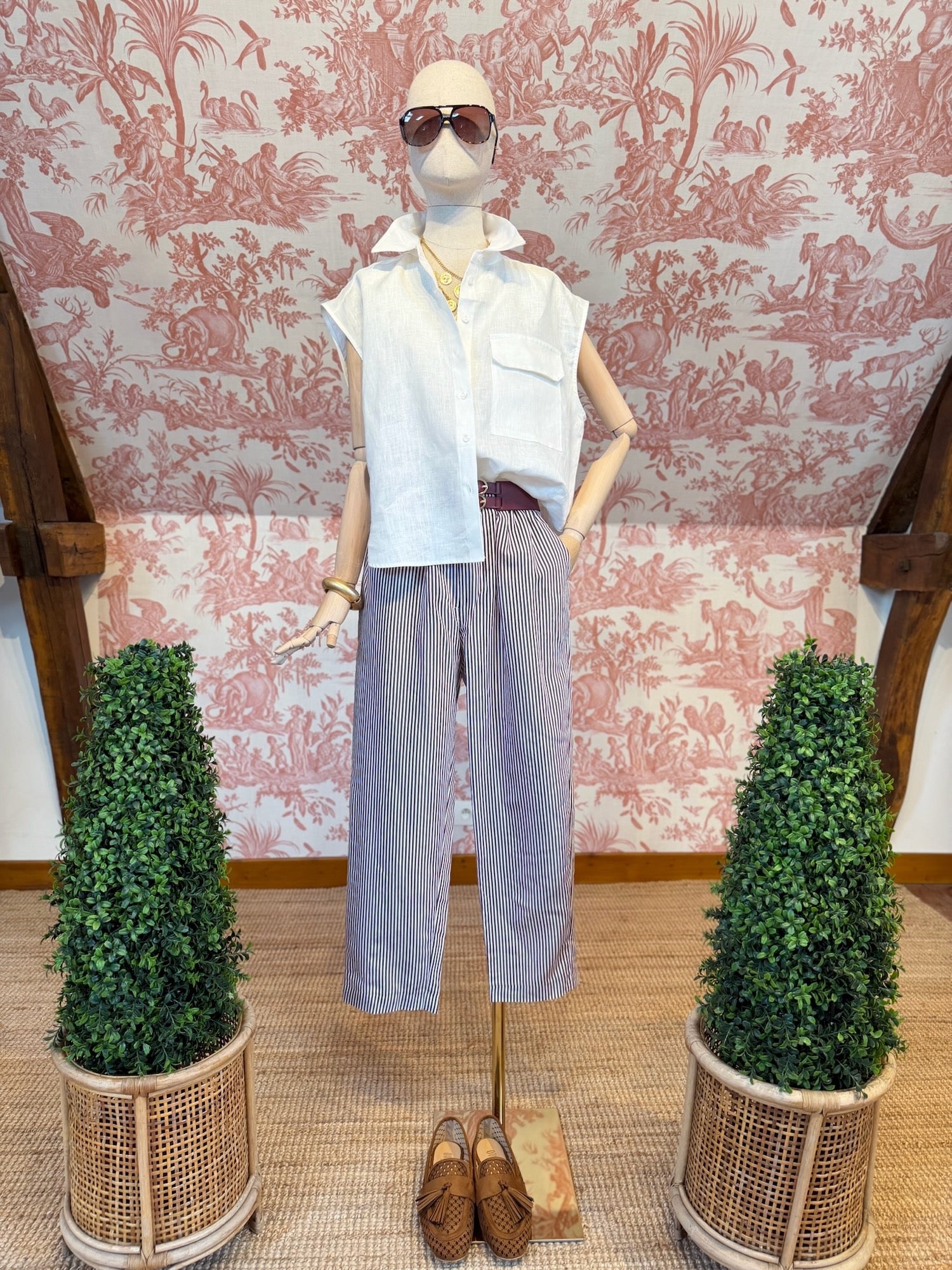Pantalone a righe bordeaux