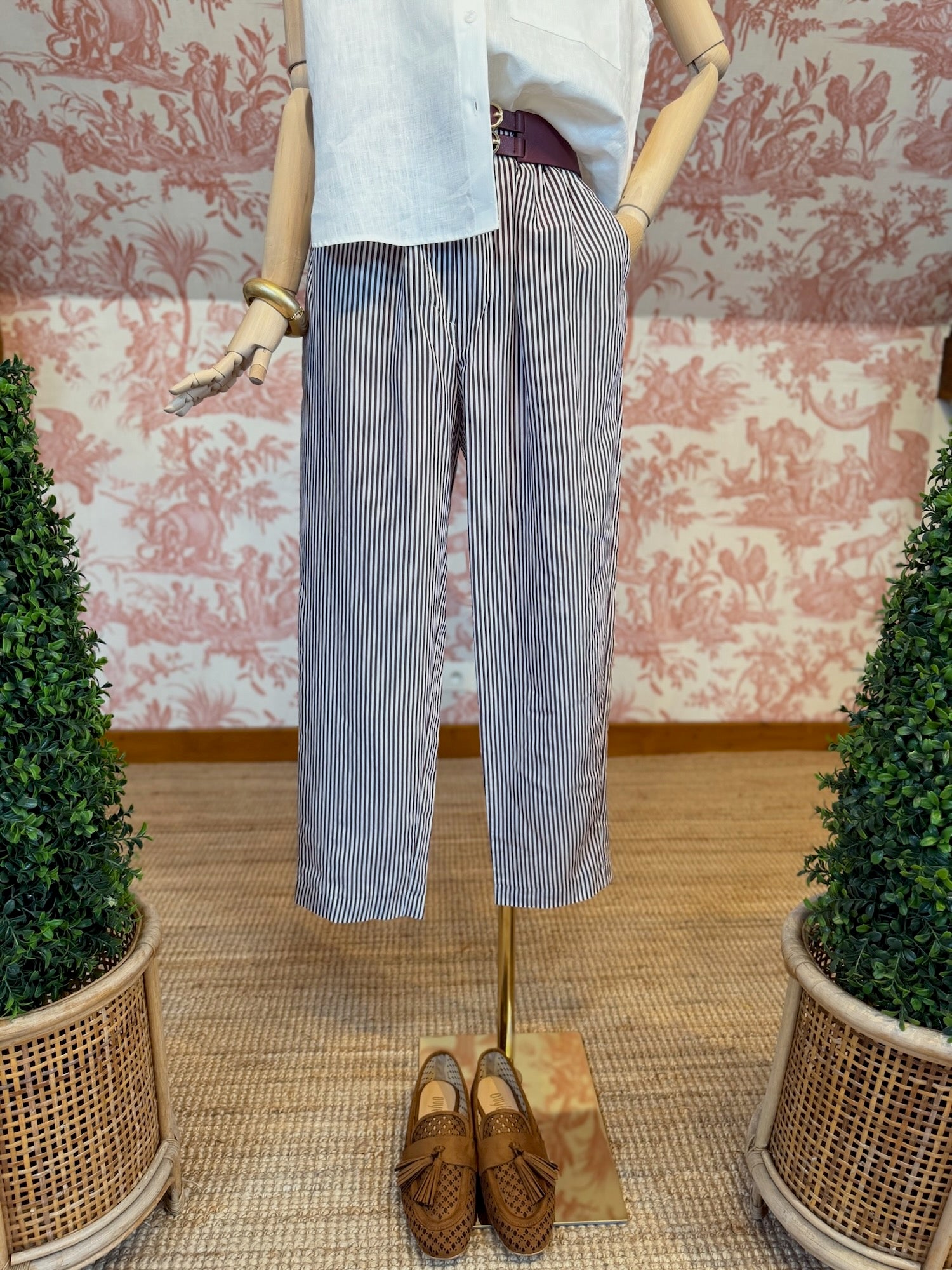 Pantalone a righe bordeaux