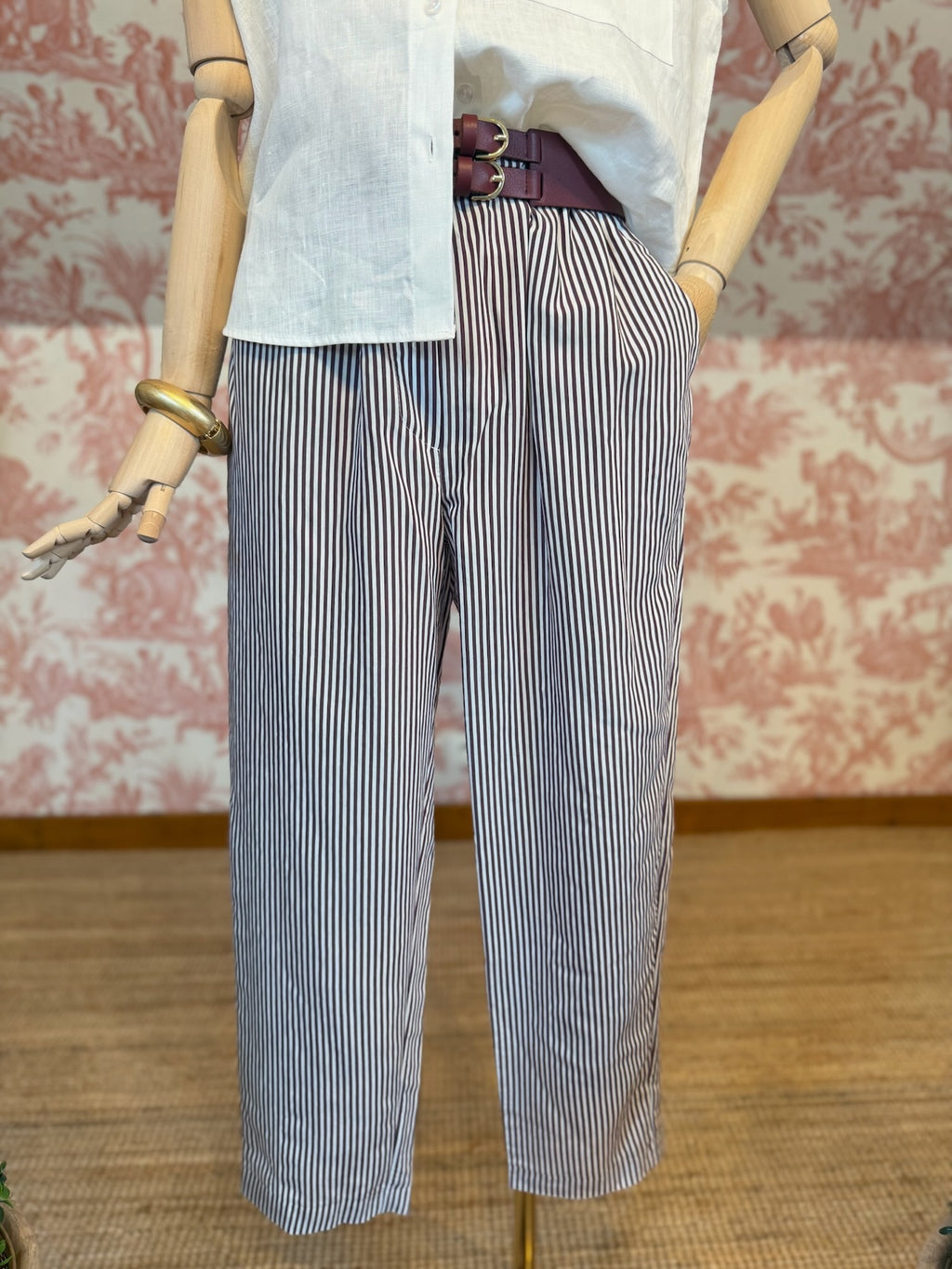 Pantalone a righe bordeaux