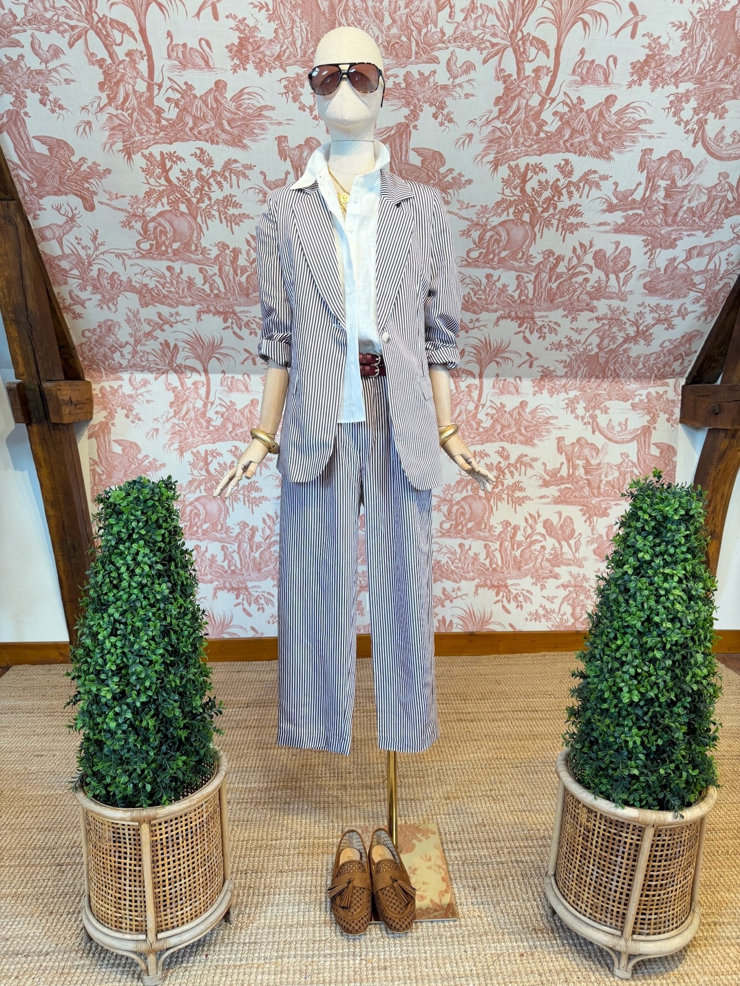 Pantalone a righe bordeaux