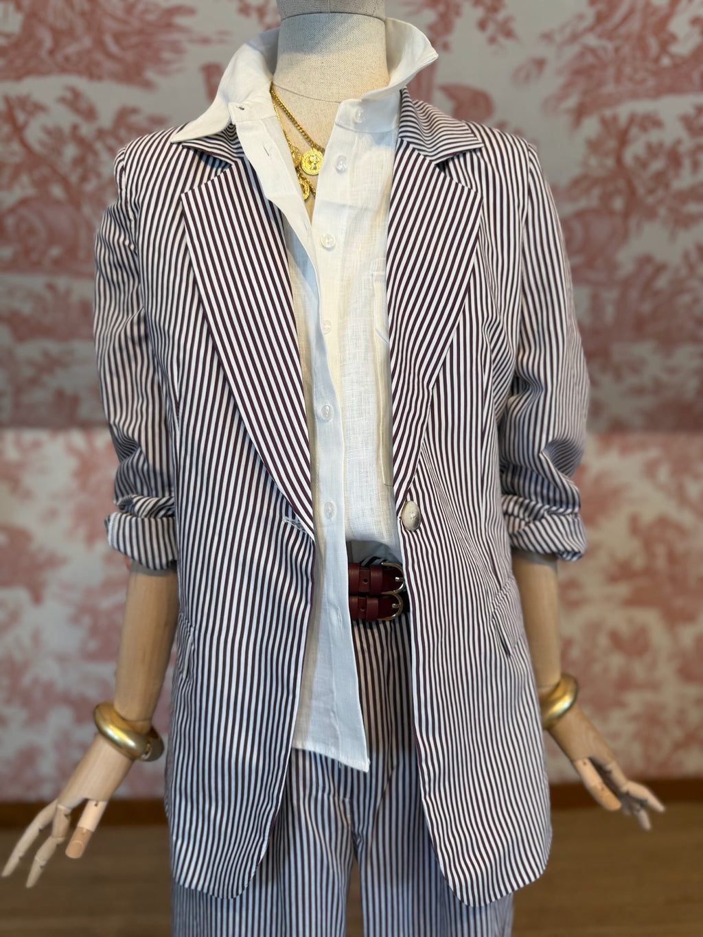 Blazer a righe bordeaux
