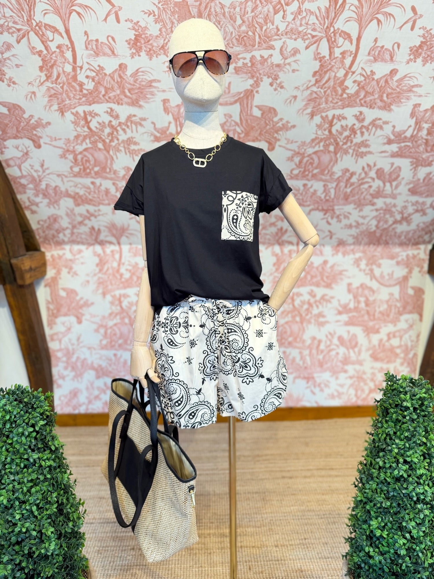 Shorts bandana crema
