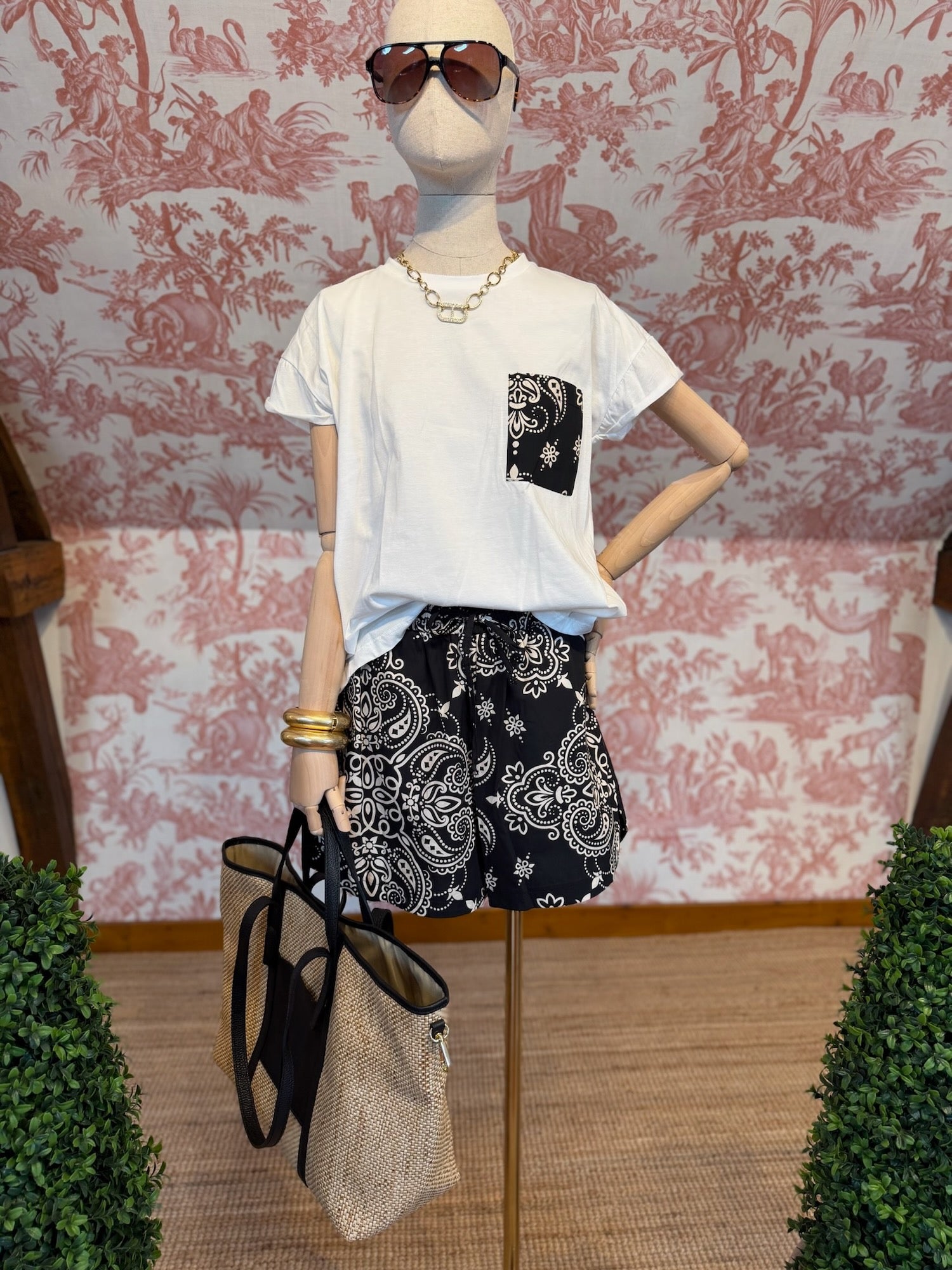 Shorts bandana nero