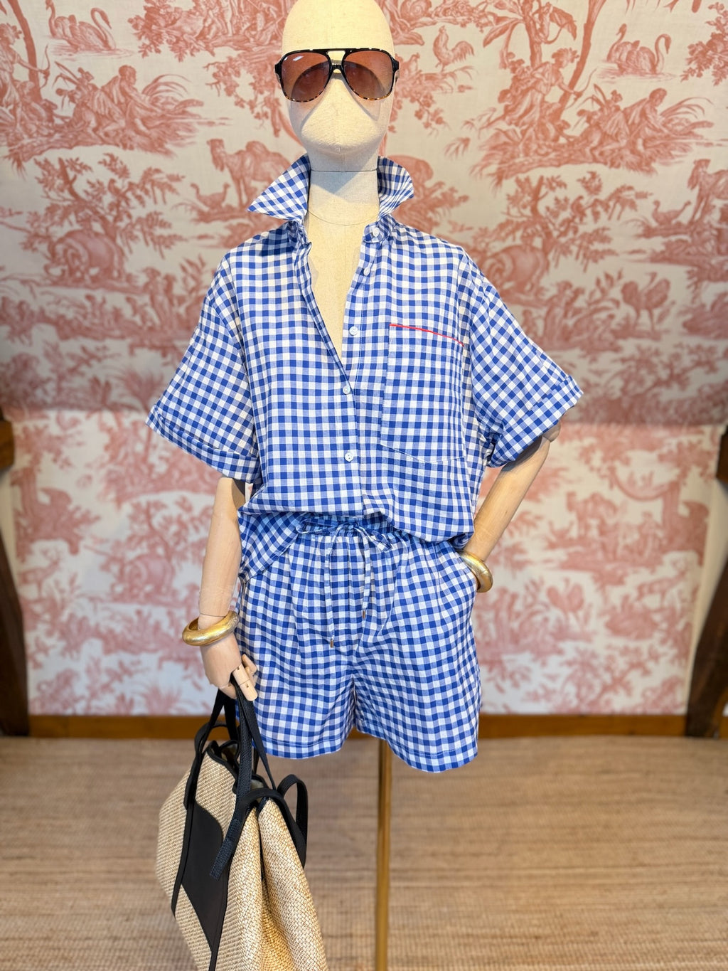 Completo Vichy blu