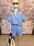 Completo Vichy blu