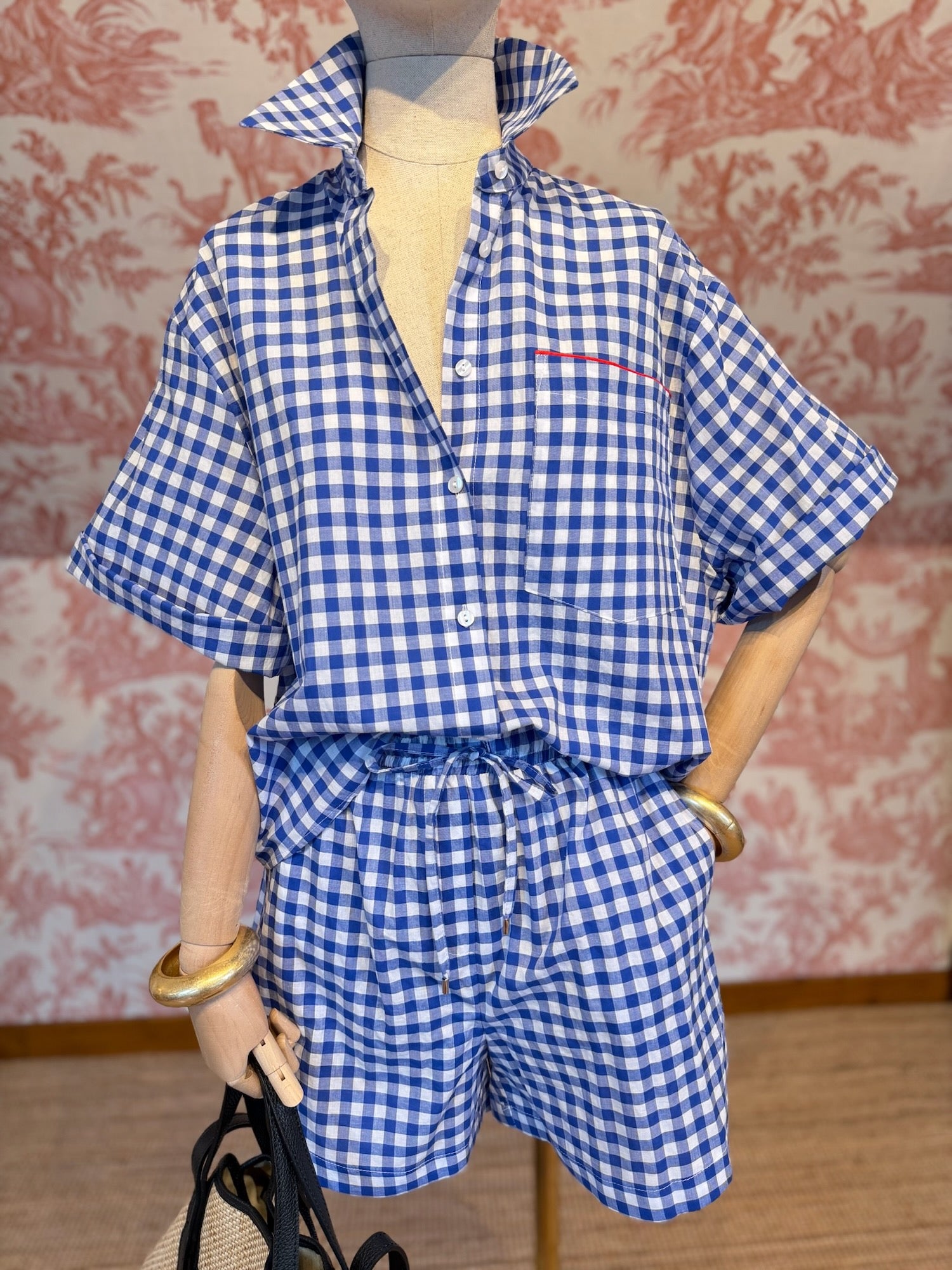 Completo Vichy blu