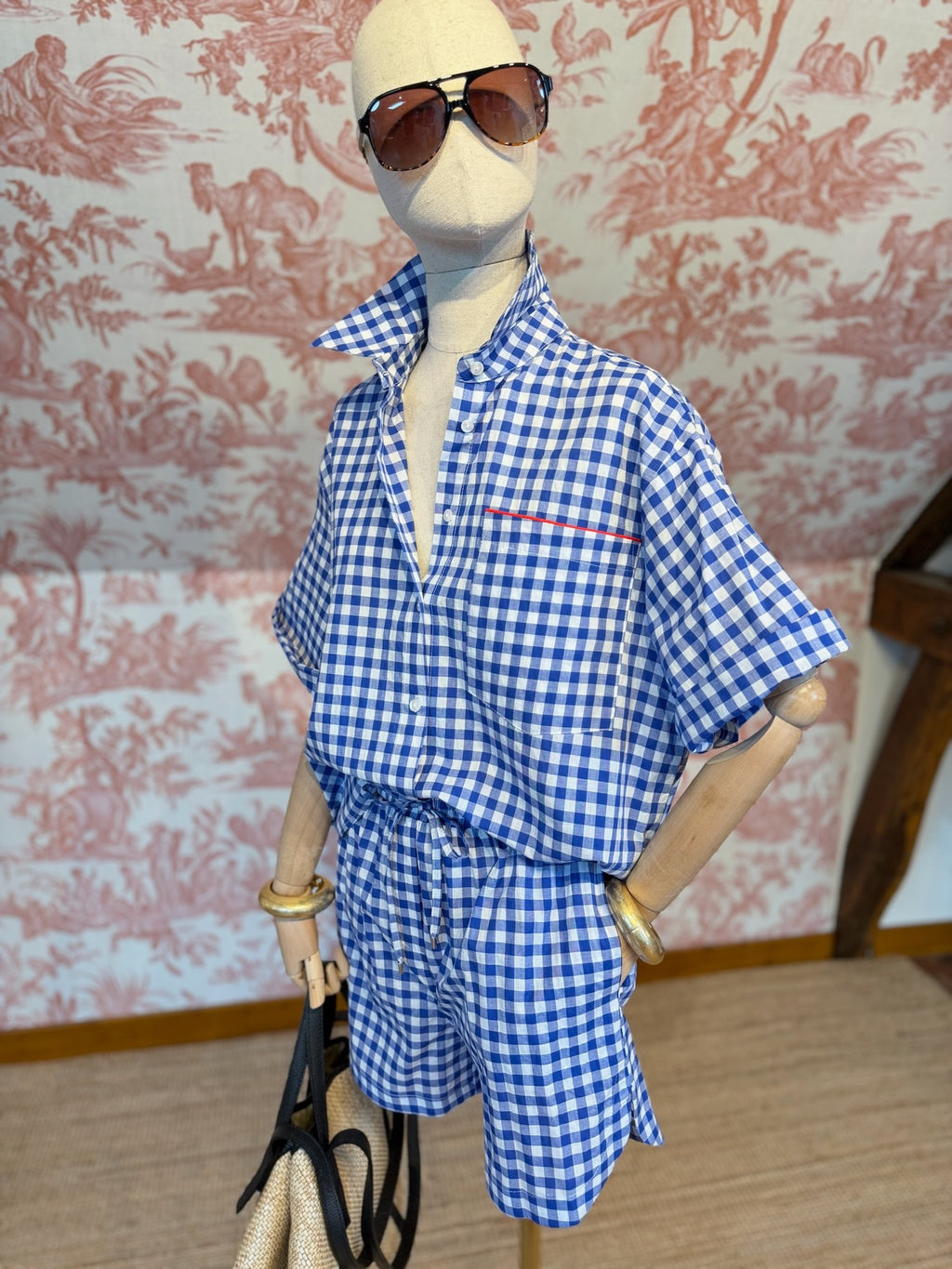 Completo Vichy blu