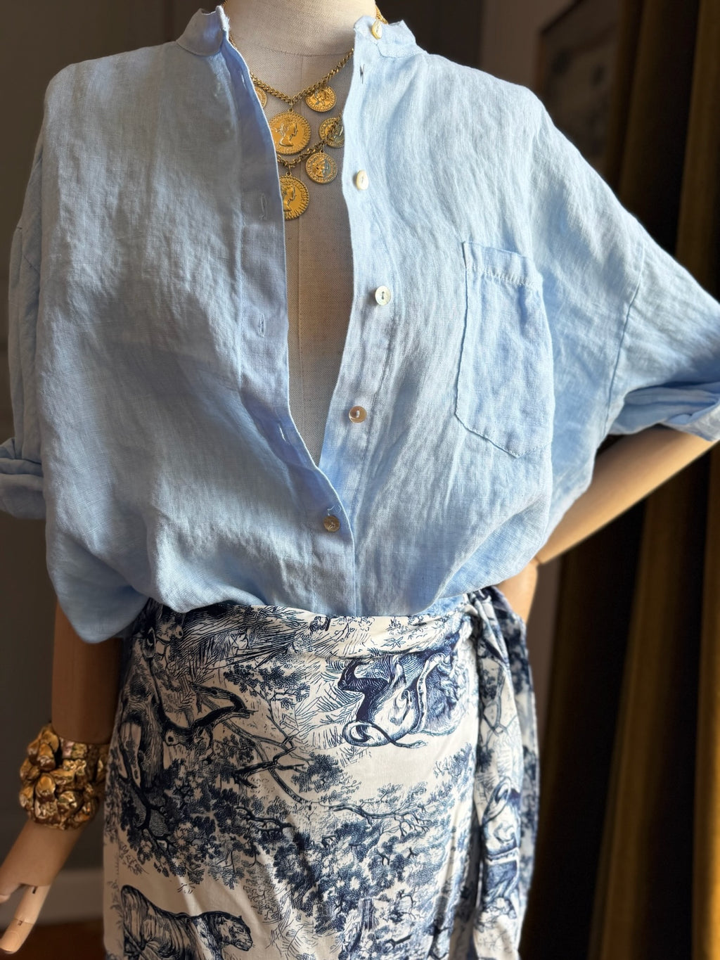 Camicia lino azzurra